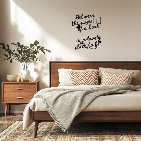 لوحة فنية جدارية للكتاب، ديكور حائط اقتباس القراءة - مجموعة لافتات معدنية بين الصفحات، لوحة فنية جدارية للمكتبة، هدية لمحبي الكتب، مجموعة مكونة من قطعتين in Kuwait