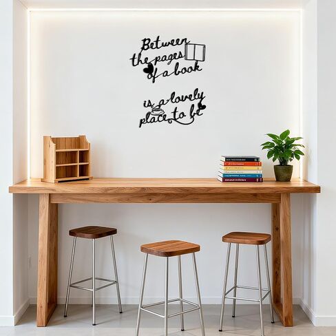 لوحة فنية جدارية للكتاب، ديكور حائط اقتباس القراءة - مجموعة لافتات معدنية بين الصفحات، لوحة فنية جدارية للمكتبة، هدية لمحبي الكتب، مجموعة مكونة من قطعتين in Kuwait