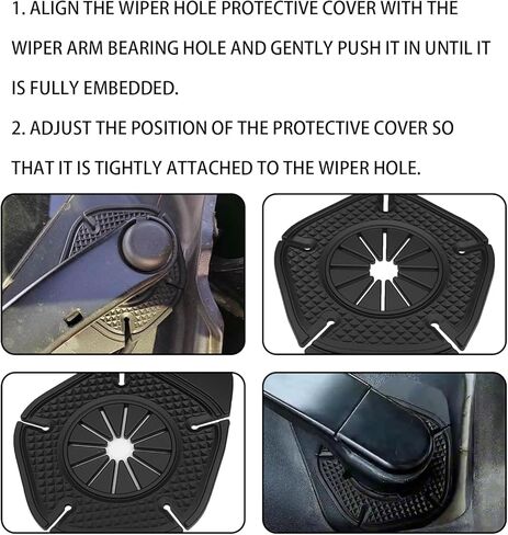 2PCS Wiper Arm Hole Protective Covers, Silicone Wiper Pivot Guards, Universal Compatible with Most Cars SUVs Trucks Dust-Proof Windshield Wipers Pivot Leaf Protector, Exterior Auto Accessories in Kuwait