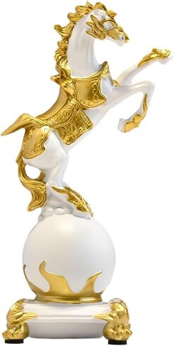 Decorative Armor Horse Statue Rearing Horse on Sphere Base Desktop Accessories Statue Home Decor Tabletop Office Desk Collection Gift 4.5 * 2.7 * 8.1 Inches (White) in Saudi Arabia