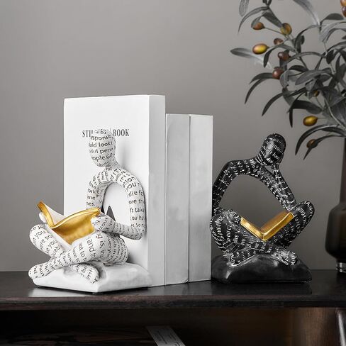 Bookends for Shelves, Decorative Book Ends, Heavy Duty Book Stoppers, Thinker Statue Decor, Modern Home Office Decoration Bookshelf Accessories in Saudi Arabia