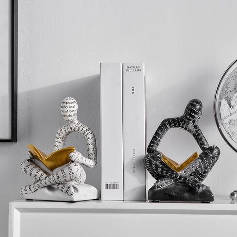 Bookends for Shelves, Decorative Book Ends, Heavy Duty Book Stoppers, Thinker Statue Decor, Modern Home Office Decoration Bookshelf Accessories in Saudi Arabia