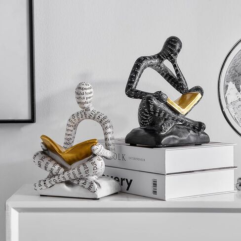 Bookends for Shelves, Decorative Book Ends, Heavy Duty Book Stoppers, Thinker Statue Decor, Modern Home Office Decoration Bookshelf Accessories in Saudi Arabia