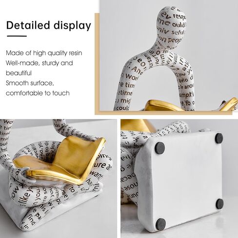 Bookends for Shelves, Decorative Book Ends, Heavy Duty Book Stoppers, Thinker Statue Decor, Modern Home Office Decoration Bookshelf Accessories in Saudi Arabia