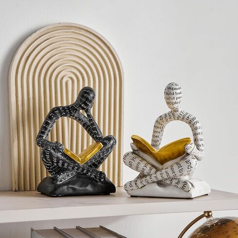 Bookends for Shelves, Decorative Book Ends, Heavy Duty Book Stoppers, Thinker Statue Decor, Modern Home Office Decoration Bookshelf Accessories in Saudi Arabia