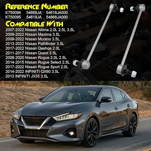 2 Pcs Zinc Nickel Alloy Front Stabilizer Sway Bar Links, Compatible with Nissan Altima, Maxima, Murano, Pathfinder, Quest, Rogue, Rogue Select, Rogue Sport & INFINITI QX60 JX35, Replace# K750094 in Kuwait