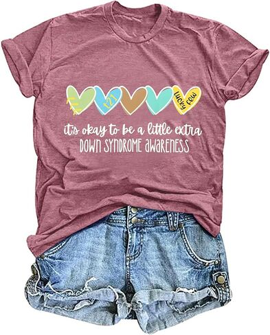 Down Syndrome Shirt for Women It's Okay to Be A Little Extra Down Syndrome T-Shirt Casual T21 Tee Tops in Saudi Arabia