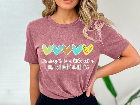 Down Syndrome Shirt for Women It's Okay to Be A Little Extra Down Syndrome T-Shirt Casual T21 Tee Tops in Saudi Arabia