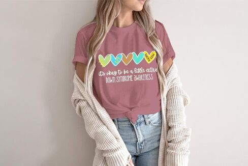 Down Syndrome Shirt for Women It's Okay to Be A Little Extra Down Syndrome T-Shirt Casual T21 Tee Tops in Saudi Arabia