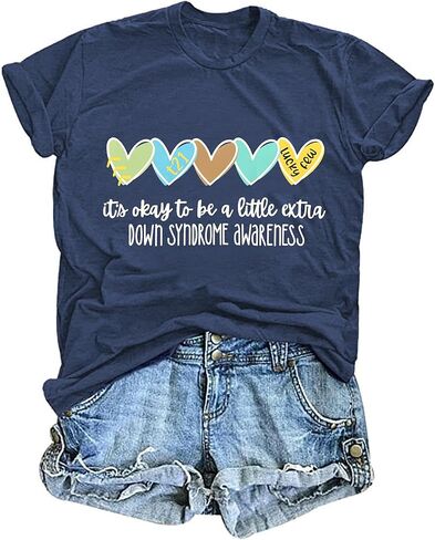 Down Syndrome Shirt for Women It's Okay to Be A Little Extra Down Syndrome T-Shirt Casual T21 Tee Tops in Saudi Arabia