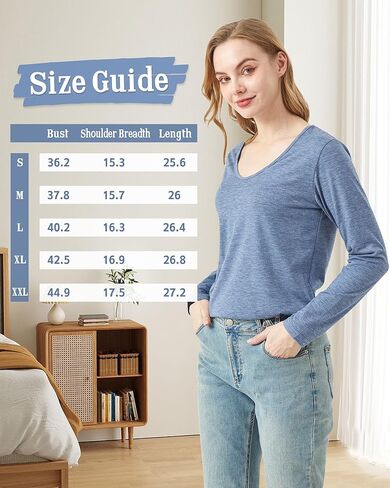 3 Pack Women's T-Shirts V Neck Long Sleeve Tops Loose Fit Casual Basic Outfits Trendy Plain Soft Tees in Saudi Arabia
