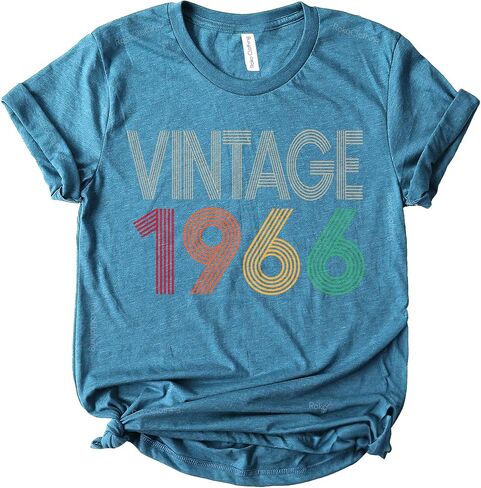 Vintage 1966 Birthday T-Shirt for Women, Retro Sixty Years Old Graphic Tee, 60th Birthday Gift for Her, Made in USA in Saudi Arabia