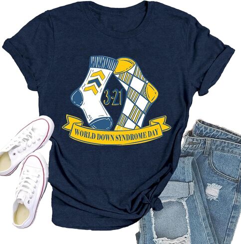 World Down Syndrome Day Shirts for Women Down Syndrome Socks Graphic T-Shirt March 21th Tee Tops in Saudi Arabia
