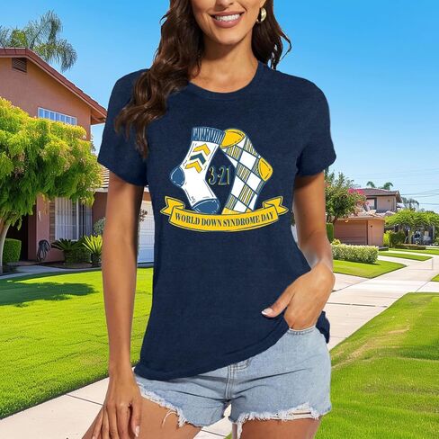 World Down Syndrome Day Shirts for Women Down Syndrome Socks Graphic T-Shirt March 21th Tee Tops in Saudi Arabia