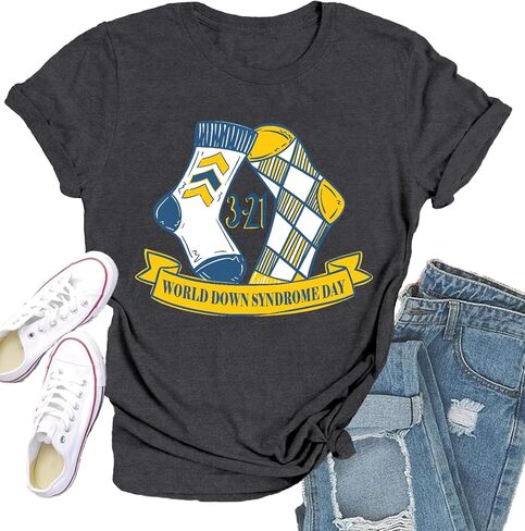 World Down Syndrome Day Shirts for Women Down Syndrome Socks Graphic T-Shirt March 21th Tee Tops in Saudi Arabia