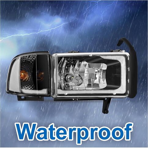 Teplo 300% Brighter W/Led Bulbs LED Sequential DRL Headlights Assembly Replacement for 1994-2001 Dodge Ram 1500/94-02 Dodge Ram Pickup 2500 3500 (Black Housing Clear Relfector-MT, LED Sequential DRL) in Saudi Arabia