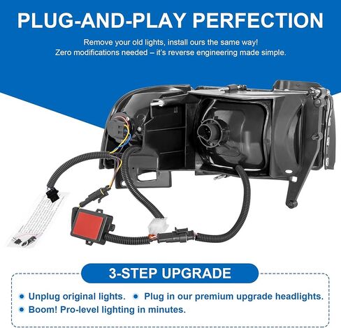 Teplo 300% Brighter W/Led Bulbs LED Sequential DRL Headlights Assembly Replacement for 1994-2001 Dodge Ram 1500/94-02 Dodge Ram Pickup 2500 3500 (Black Housing Clear Relfector-MT, LED Sequential DRL) in Saudi Arabia