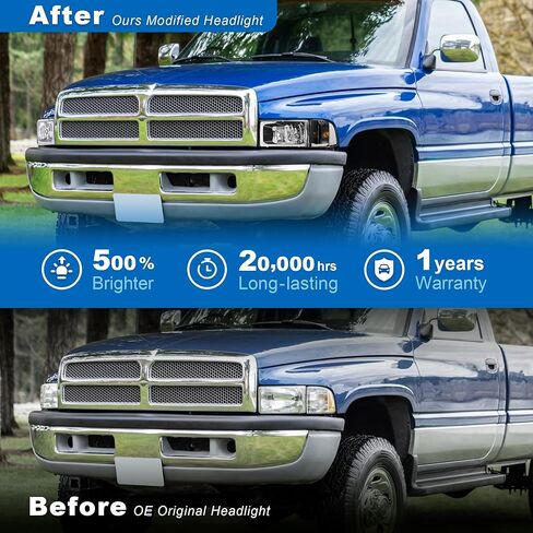 Teplo 300% Brighter W/Led Bulbs LED Sequential DRL Headlights Assembly Replacement for 1994-2001 Dodge Ram 1500/94-02 Dodge Ram Pickup 2500 3500 (Black Housing Clear Relfector-MT, LED Sequential DRL) in Saudi Arabia