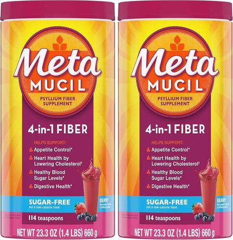 Metamucil Fiber, 4-in-1 Psyllium Fiber Supplement, Sugar-Free Powder, Berry Flavored Drink, 114 Servings (Packaging May Vary) in Saudi Arabia
