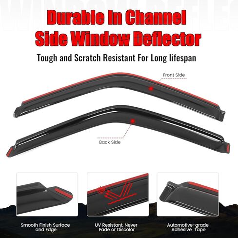 IKON MOTORSPORTS in Channel Window Visors Compatible with 1988-1998 Chevy GMC C/K 1995-1999 Tahoe 2Dr 1992-1999 Yukon 2Door, Slim Style Acrylic Smoke Rain Guards, Side Window Wind Deflectors 2PCS in Saudi Arabia