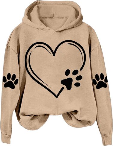 Dog Mom Hoodie for Women Mens Cat Paw Sweatshirt Heart Graphic Hooded Pullover Pet Puppy Owner Lovers Matching Tops in Saudi Arabia