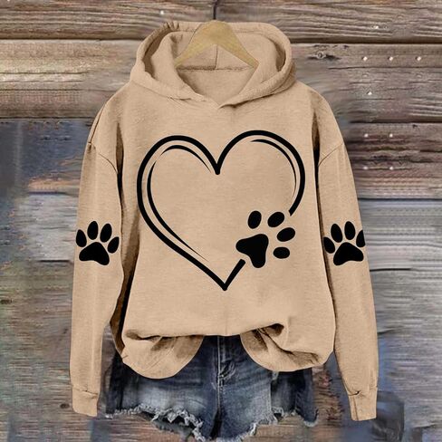 Dog Mom Hoodie for Women Mens Cat Paw Sweatshirt Heart Graphic Hooded Pullover Pet Puppy Owner Lovers Matching Tops in Saudi Arabia