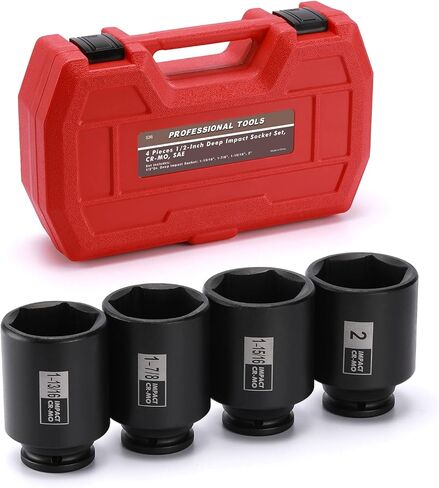 EMENTOL 11PCS 1/2-Inch Drive Spindle Axle Nut Impact Socket Set, CR-MO, 6 Point, Metric, 1/2" Dr. Deep Impact Socket Set, 27mm - 41mm in Saudi Arabia