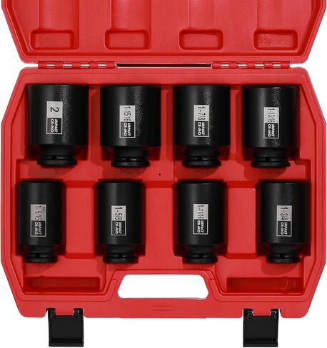 EMENTOL 11PCS 1/2-Inch Drive Spindle Axle Nut Impact Socket Set, CR-MO, 6 Point, Metric, 1/2" Dr. Deep Impact Socket Set, 27mm - 41mm in Kuwait