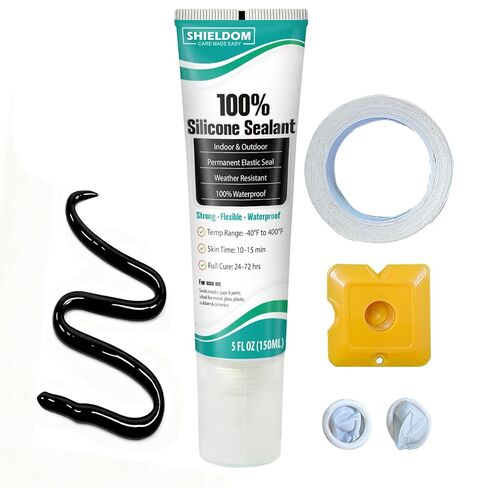 Silicone Sealant Adhesive Silicone Caulk with Finishing Tool 100% Waterproof Seal Shrink & Crack Proof, Flexible, Strong Adhesion for Automotive, Bathroom, Kitchen, Windows 150ML/5Oz (Grey) in Kuwait