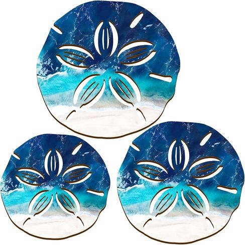Wesiti 3 Sizes Sand Dollars Wall Decor Wooden Ocean Coastal Sand Dollar Beach Designs Wood Outdoor Coastal Wall Art Sea Life Hanging Ornament for Home Bathroom Decor in Saudi Arabia