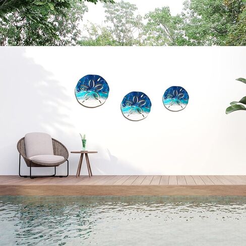 Wesiti 3 Sizes Sand Dollars Wall Decor Wooden Ocean Coastal Sand Dollar Beach Designs Wood Outdoor Coastal Wall Art Sea Life Hanging Ornament for Home Bathroom Decor in Saudi Arabia