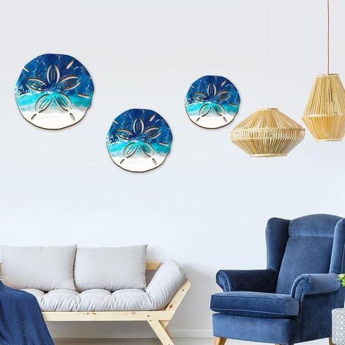 Wesiti 3 Sizes Sand Dollars Wall Decor Wooden Ocean Coastal Sand Dollar Beach Designs Wood Outdoor Coastal Wall Art Sea Life Hanging Ornament for Home Bathroom Decor in Saudi Arabia
