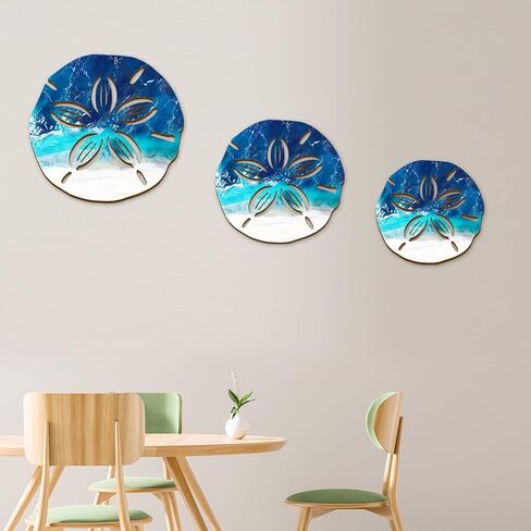 Wesiti 3 Sizes Sand Dollars Wall Decor Wooden Ocean Coastal Sand Dollar Beach Designs Wood Outdoor Coastal Wall Art Sea Life Hanging Ornament for Home Bathroom Decor in Saudi Arabia