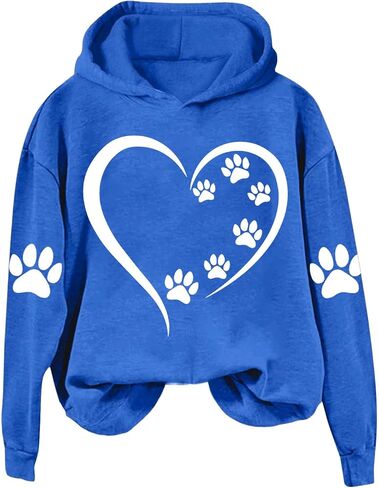 Dog Mom Hoodie for Women Mens Cat Paw Sweatshirt Heart Graphic Hooded Pullover Pet Puppy Owner Lovers Matching Tops in Kuwait