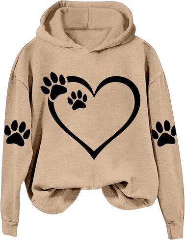 Dog Mom Hoodie for Women Mens Cat Paw Sweatshirt Heart Graphic Hooded Pullover Pet Puppy Owner Lovers Matching Tops in Saudi Arabia