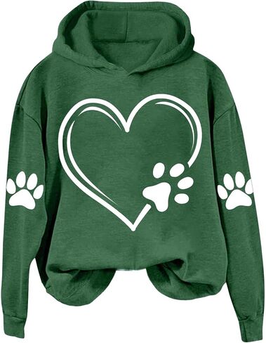 Dog Mom Hoodie for Women Mens Cat Paw Sweatshirt Heart Graphic Hooded Pullover Pet Puppy Owner Lovers Matching Tops in Saudi Arabia