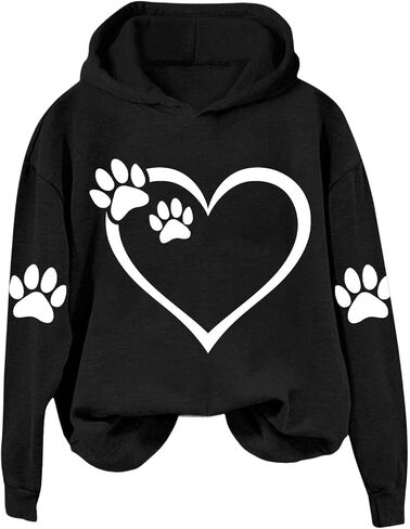 Dog Mom Hoodie for Women Mens Cat Paw Sweatshirt Heart Graphic Hooded Pullover Pet Puppy Owner Lovers Matching Tops in Saudi Arabia