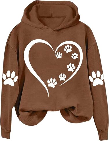 Dog Mom Hoodie for Women Mens Cat Paw Sweatshirt Heart Graphic Hooded Pullover Pet Puppy Owner Lovers Matching Tops in Saudi Arabia