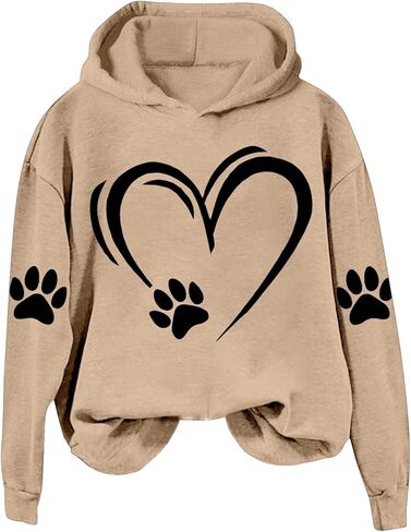 Dog Mom Hoodie for Women Mens Cat Paw Sweatshirt Heart Graphic Hooded Pullover Pet Puppy Owner Lovers Matching Tops in Saudi Arabia