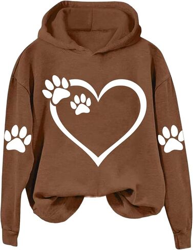 Dog Mom Hoodie for Women Mens Cat Paw Sweatshirt Heart Graphic Hooded Pullover Pet Puppy Owner Lovers Matching Tops in Saudi Arabia
