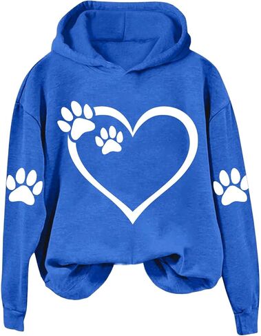 Dog Mom Hoodie for Women Mens Cat Paw Sweatshirt Heart Graphic Hooded Pullover Pet Puppy Owner Lovers Matching Tops in Saudi Arabia