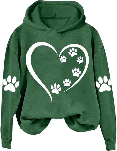 Dog Mom Hoodie for Women Mens Cat Paw Sweatshirt Heart Graphic Hooded Pullover Pet Puppy Owner Lovers Matching Tops in Saudi Arabia