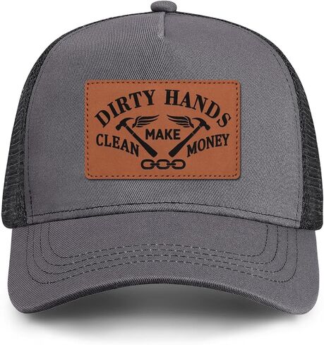 Dirty Hands Make Clean Money Trucker Hats Mens Adjustable Lether Baseball Cap in Saudi Arabia