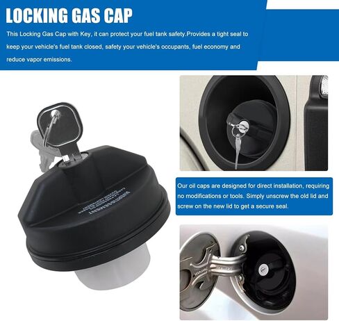 غطاء خزان الغاز بقفل على طراز OE - مصنوع لسيارة جيب كومباس 2008-2018 ولسيارة دودج دورانجو 2005-2018 - يستبدل الجزء 05278655AB in Kuwait