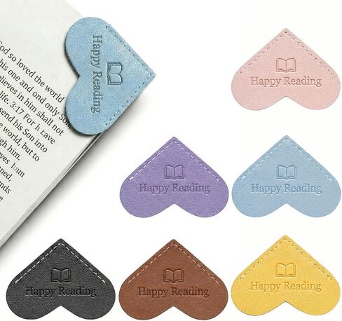 Leather Heart Bookmarks for Women - 6 Pcs Happy Reading Corner Page Bookmarks, Cute Book Marks, Personalized Graduation Giffs for Her, Teacher Appreciation, Book Lovers, Perfect Reading Gifts in Saudi Arabia