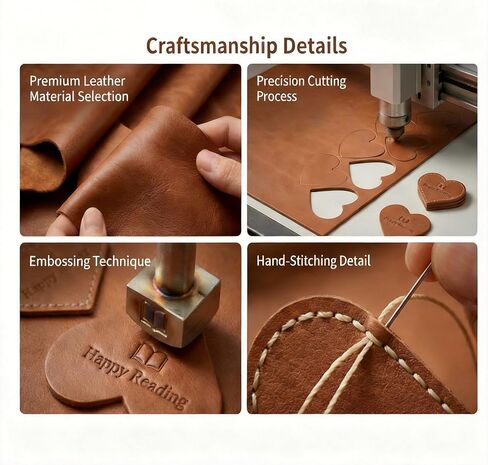 Leather Heart Bookmarks for Women - 6 Pcs Happy Reading Corner Page Bookmarks, Cute Book Marks, Personalized Graduation Giffs for Her, Teacher Appreciation, Book Lovers, Perfect Reading Gifts in Saudi Arabia