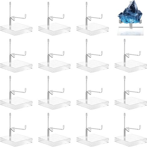 30 Pcs 2x2 Inch Adjustable Metal Arm Display Stand with Acrylic Base, Crystal Rock Holder for Mineral Geode Gemstone Fossils Picture Frames Easels in Kuwait