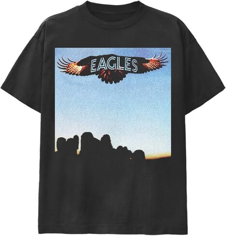 تي شيرت بغطاء ألبوم Merch الرسمي للبالغين من الجنسين من Eagles، أسود مغسول in Kuwait