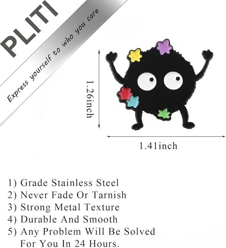 PLITI Anime Inspired Gift Dust Elf Gift Soot Sprite Brooch Pin Soot Cartoon Movie Lover Gifts No Face Ghibli Anime Gifts in Saudi Arabia