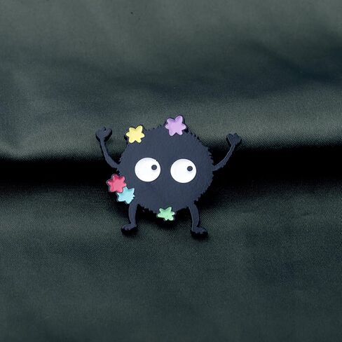 PLITI Anime Inspired Gift Dust Elf Gift Soot Sprite Brooch Pin Soot Cartoon Movie Lover Gifts No Face Ghibli Anime Gifts in Saudi Arabia
